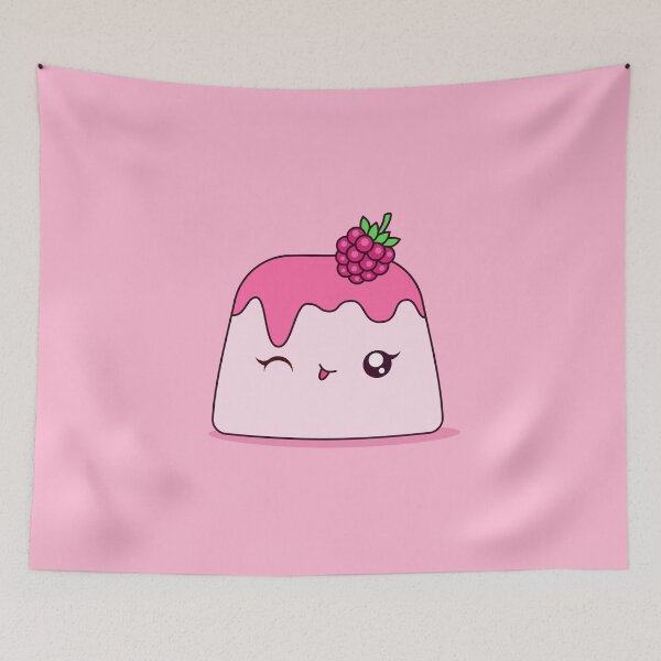Item preview, Cute Kawaii Raspberry Pudding Dessert Character Illustration Design designed and sold by CozyLittleShop.