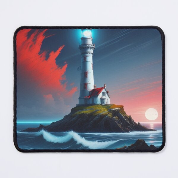 Item preview, Epic Ocean Lighthouse Dramatic Stormy Sunset Art designed and sold by UmSkelig834.