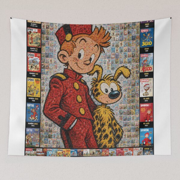 Item preview, Vintage Spirou Mosaic Poster – The Best Issues 1938-2024 designed and sold by JcAbstractArt.