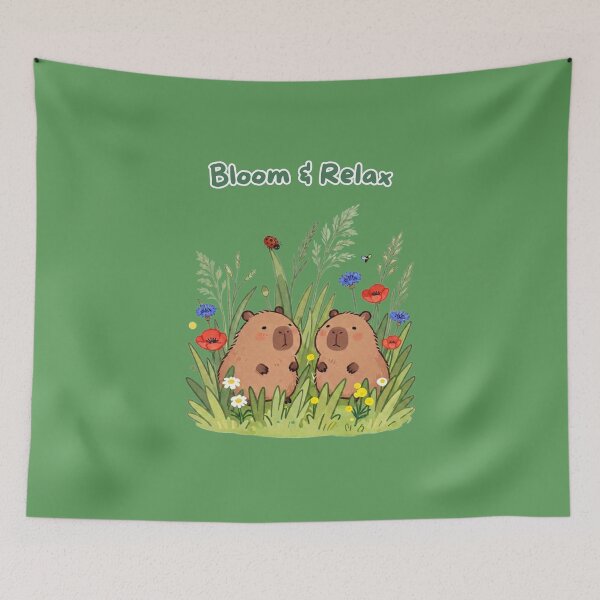 Item preview, Bloom & Relax – Cute Capybara Meadow designed and sold by BCapybara.