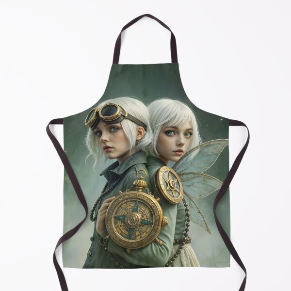 Item preview, Zodiac Sign II - Gemini as Steampunk Fantasy Portrait Of Twin Fairies Holding A Golden Clock And Vintage Compass designed and sold by LisaMise.