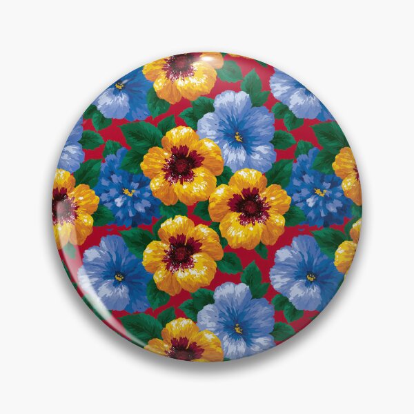 Item preview, Vibrant Medium Scale Yellow And Blue Floral Pattern On Red designed and sold by igraphixart.