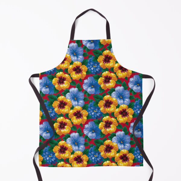 Item preview, Vibrant Medium Scale Yellow And Blue Floral Pattern On Red designed and sold by igraphixart.