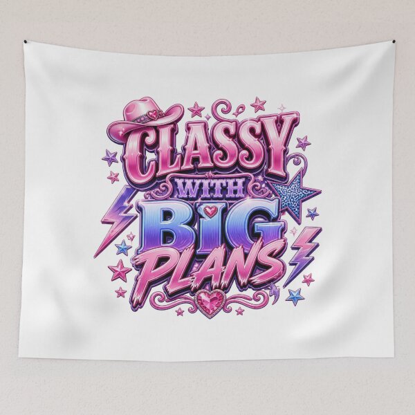 Item preview, Classy With Big Plans Retro Cowgirl Typography. Pink Western Y2K Aesthetic Graphic design  designed and sold by Aarvya Fashion Club ( A.F.C ).