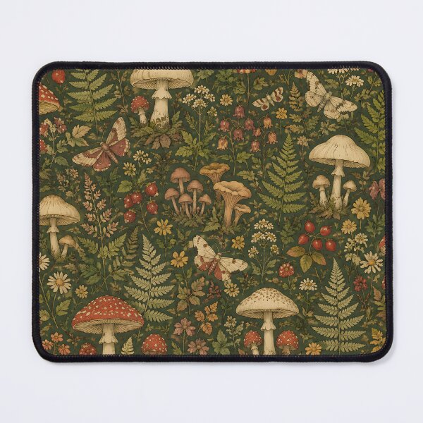 Item preview, Vintage Woodland Mushroom Bath Mat | Cottagecore Botanical Forest Decor designed and sold by SRY DESIGN.