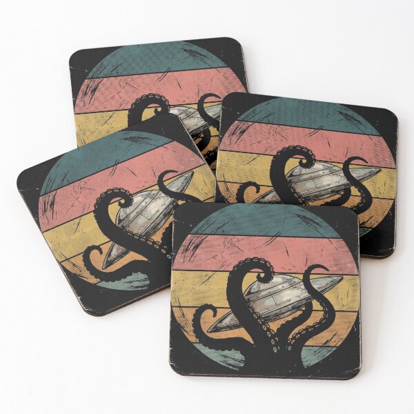 Item preview, Vintage Kraken Octopus UFO Retro Sunset designed and sold by TeNovaStudio.