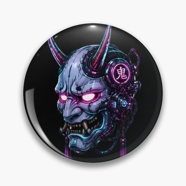 Item preview, Cyberpunk Oni Hannya Mask — Neon Japanese Demon Art designed and sold by kummo-0319.