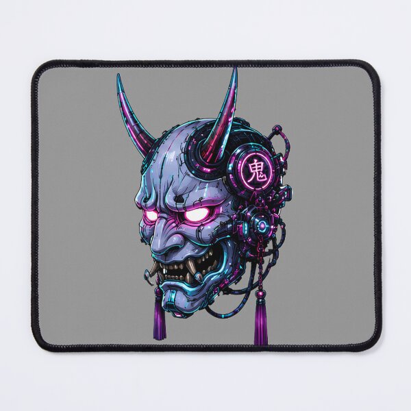 Item preview, Cyberpunk Oni Hannya Mask — Neon Japanese Demon Art designed and sold by kummo-0319.