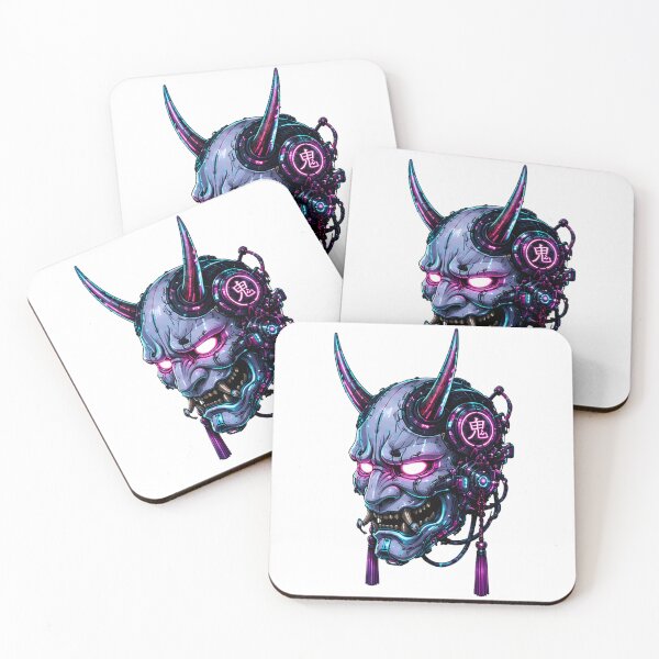 Item preview, Cyberpunk Oni Hannya Mask — Neon Japanese Demon Art designed and sold by kummo-0319.