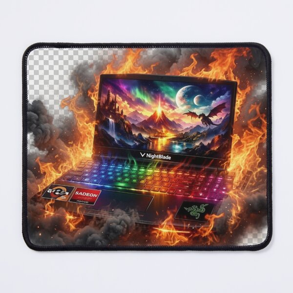 Item preview, Gaming Laptop sticker in flames designed and sold by crayonpixels.