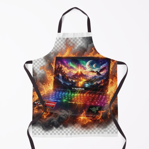 Item preview, Gaming Laptop sticker in flames designed and sold by crayonpixels.