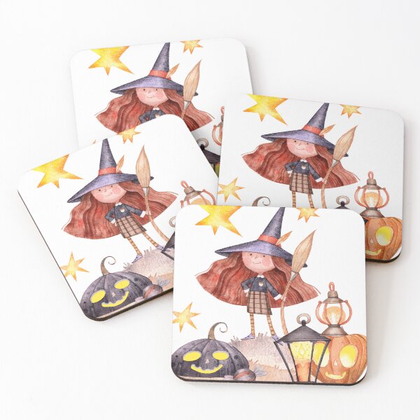 Item preview, Little Witch Halloween Watercolor Illustration designed and sold by SashaZinch.