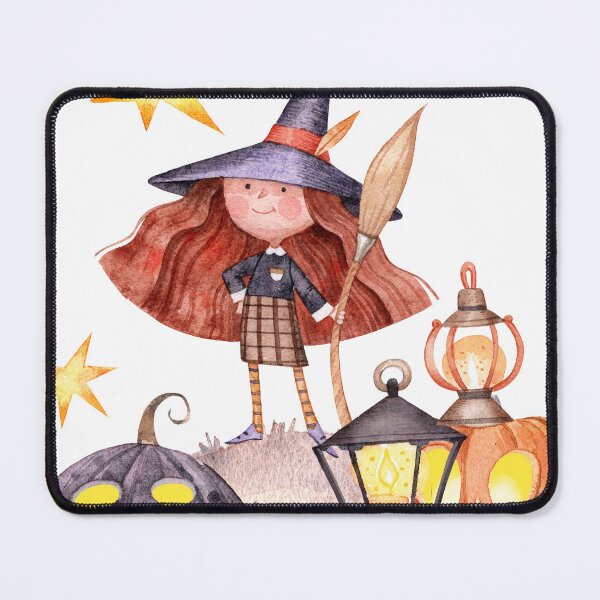 Item preview, Little Witch Halloween Watercolor Illustration designed and sold by SashaZinch.