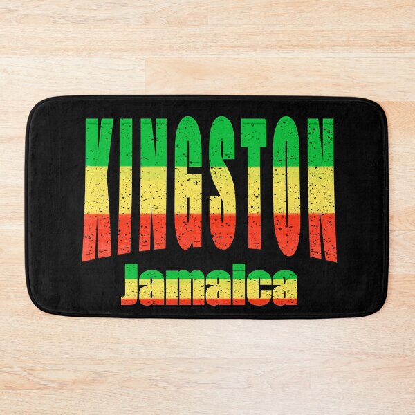 Item preview, Jamaican Vintage Retro rustic text city name in red green and yellow Kingston Town Jamaica designed and sold by Artonmytee.
