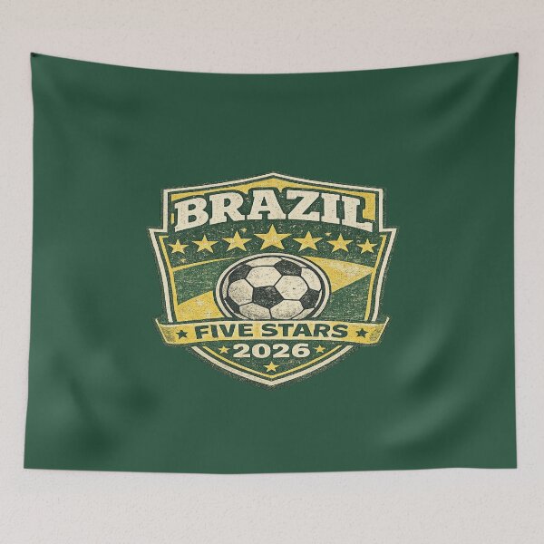 Item preview, Brazil Five Stars 2026 Vintage Retro Football Fan T-Shirt designed and sold by ArthUpscale.