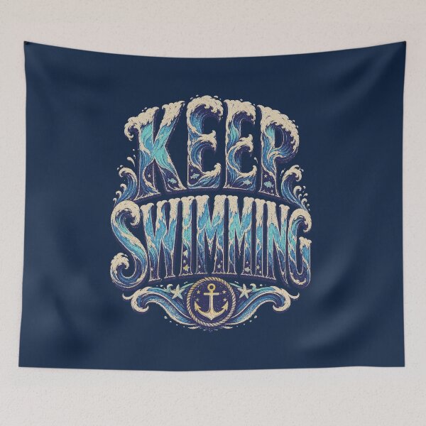 Item preview, Keep Swimming Nautical Vintage Typography designed and sold by Meivelle.