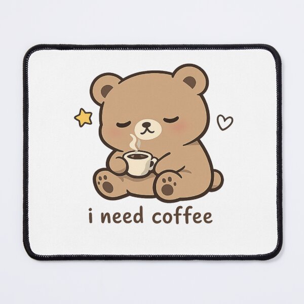 Item preview, Cute Coffee Bear - I Need Coffee Kawaii Cartoon Design designed and sold by  ADBIB Design.
