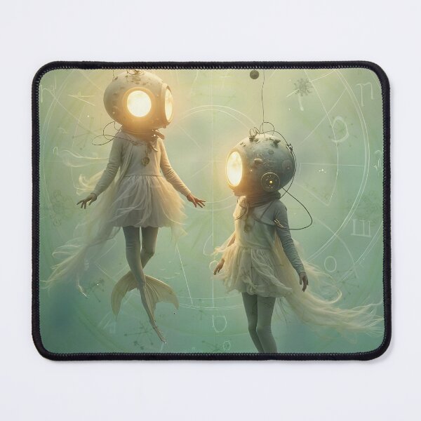Item preview, Copy of Zodiac Sign - Picses as Steampunk Fantasy Underwater Mermaid Children Floating With Vintage Diving Helmets In Dreamlike Fantasy Scene designed and sold by LisaMise.