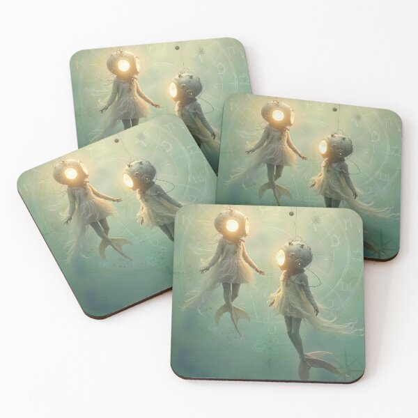 Item preview, Copy of Zodiac Sign - Picses as Steampunk Fantasy Underwater Mermaid Children Floating With Vintage Diving Helmets In Dreamlike Fantasy Scene designed and sold by LisaMise.