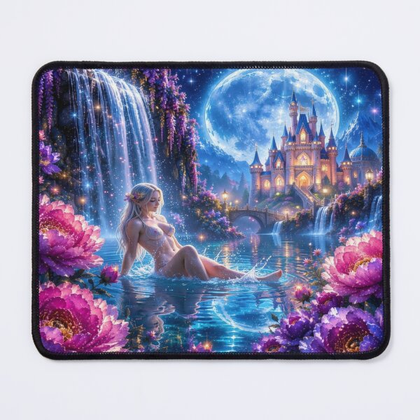 Item preview, Moonlit Enchanted Waterfall Fantasy Castle designed and sold by DigiArt8Design.