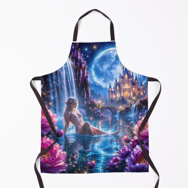 Item preview, Moonlit Enchanted Waterfall Fantasy Castle designed and sold by DigiArt8Design.
