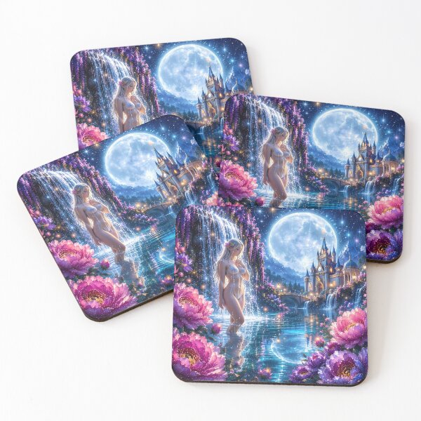 Item preview, Moonlit Elven Lagoon Fantasy Art – Enchanted Elf Castle designed and sold by DigiArt8Design.