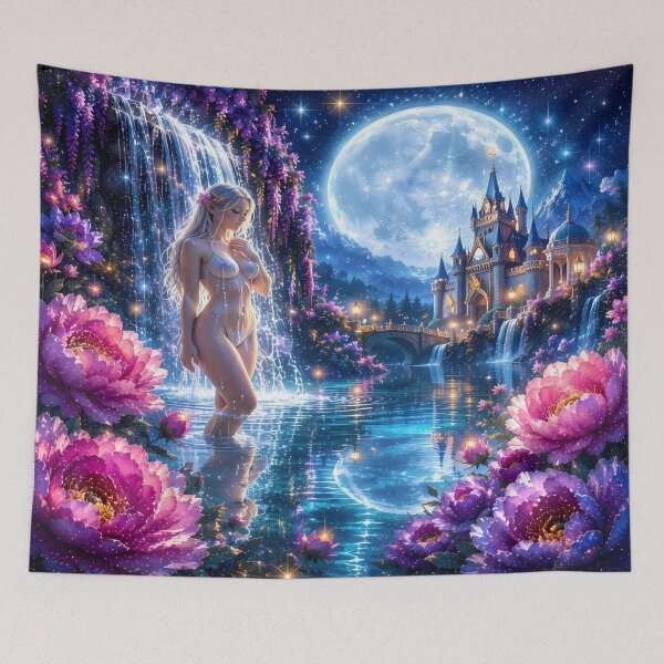 Item preview, Moonlit Elven Lagoon Fantasy Art – Enchanted Elf Castle designed and sold by DigiArt8Design.