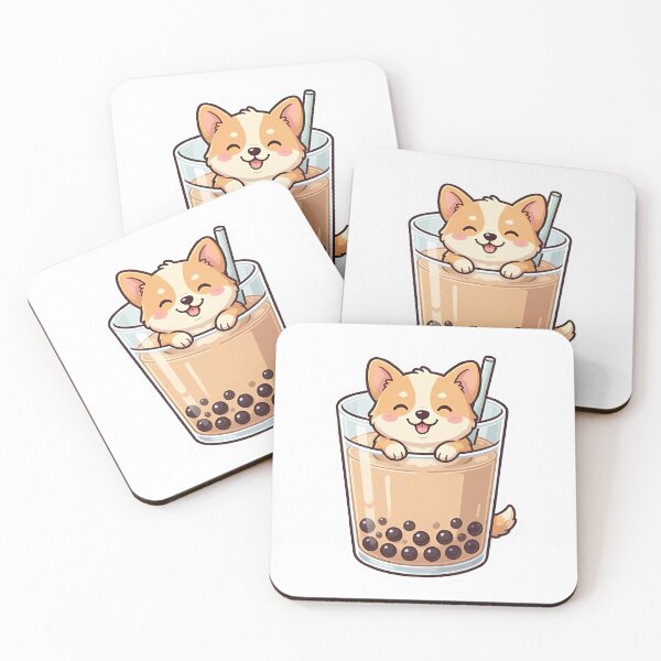 Item preview, Cute Kawaii Corgi Dog in Bubble Milk Tea Cup designed and sold by YALLABUY.