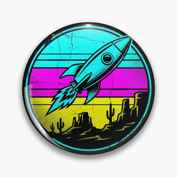 Item preview, Retro Synthwave Rocket Spaceship Desert Illustration designed and sold by TeNovaStudio.