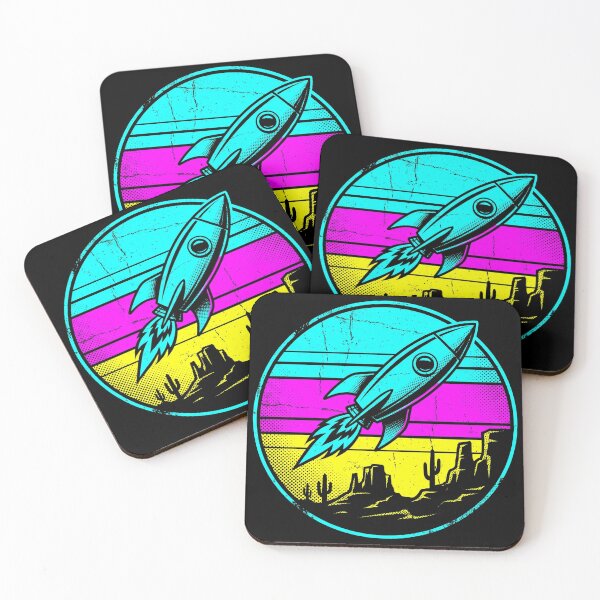 Item preview, Retro Synthwave Rocket Spaceship Desert Illustration designed and sold by TeNovaStudio ⭐⭐⭐⭐⭐.