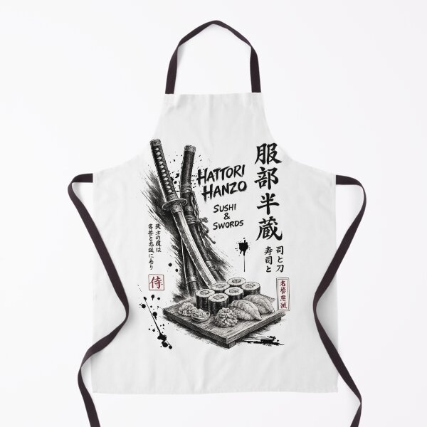 Item preview, Hattori Hanzo Sushi & Swords | Japanese Samurai Sushi Ink Art Print designed and sold by Thehatinthecat.
