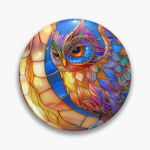 Item preview, Celestial Owl Moon and Stars Stained Glass Art designed and sold by MargaretWiktor.