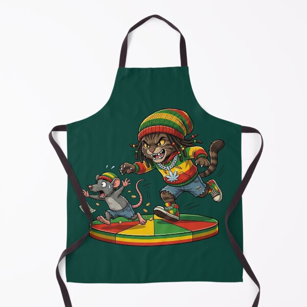 Item preview, Rasta Cat Chasing Rat - Reggae Cartoon Art designed and sold by digitalbob60.