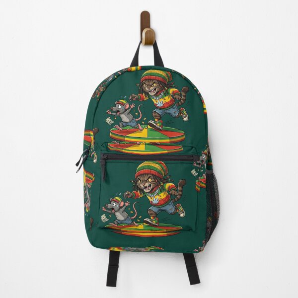 Item preview, Rasta Cat Chasing Rat - Reggae Cartoon Art designed and sold by digitalbob60.