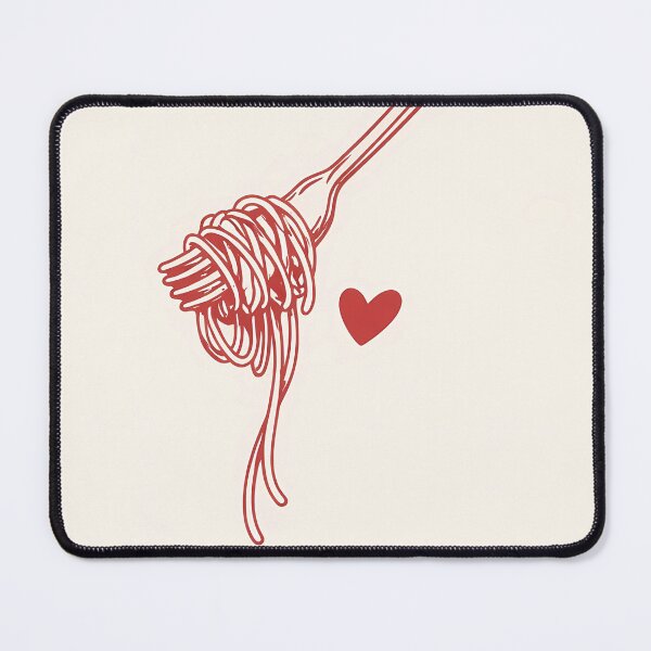 Item preview, Minimalist Red Spaghetti Fork and Heart Italian Pasta Art designed and sold by BeataPrint.