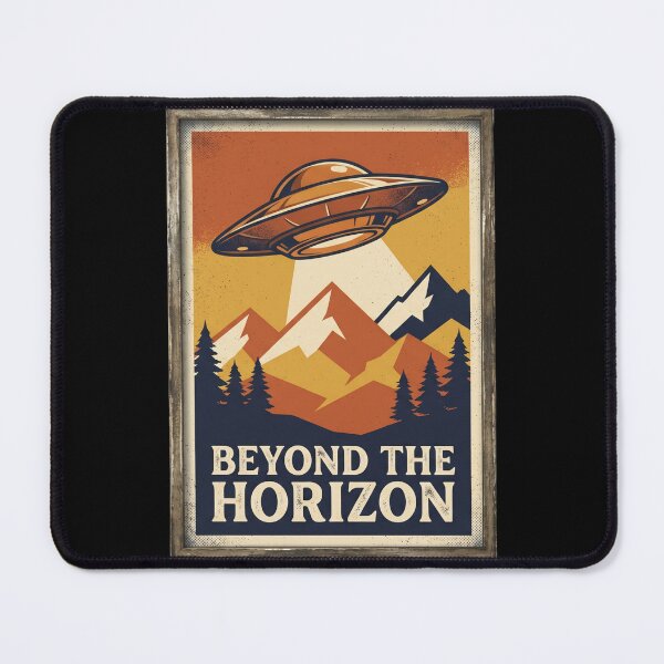 Item preview, Beyond The Horizon Vintage UFO Travel Poster designed and sold by TeNovaStudio.