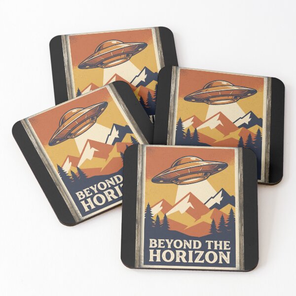 Item preview, Beyond The Horizon Vintage UFO Travel Poster designed and sold by TeNovaStudio.