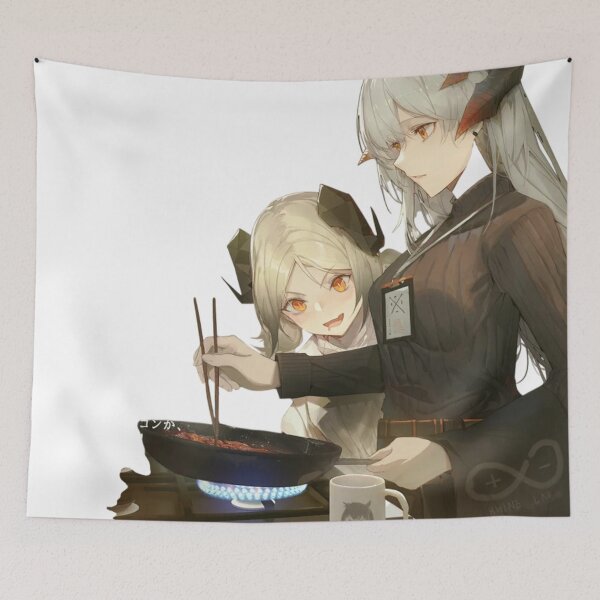 Item preview, Saria and Silence and Ifrit Cooking Breakfast Arknights designed and sold by KomiArts.