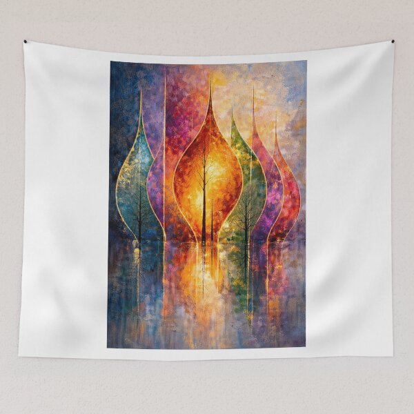 Item preview, Luminous forest with crystalline shapes designed and sold by JcAbstractArt.