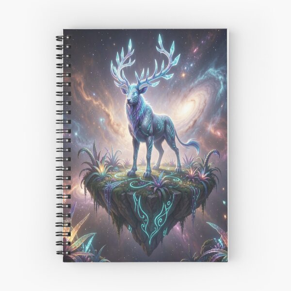 Item preview, Mystical cosmic stag on a floating island with vibrant colors and a galactic atmosphere designed and sold by FotoworldEdel.