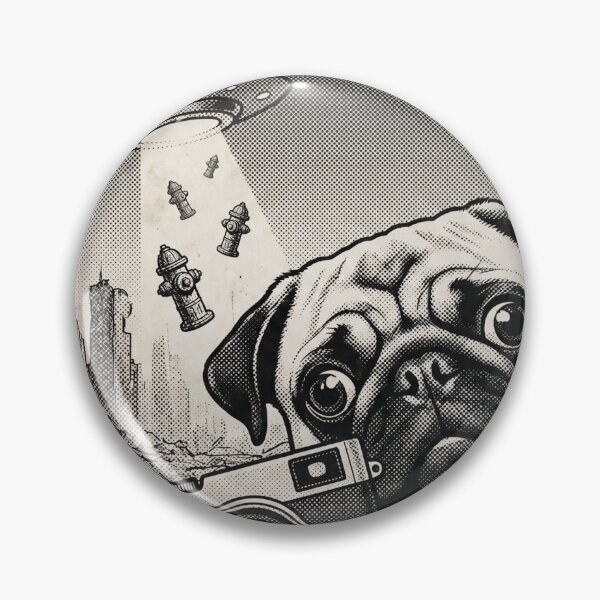 Item preview, Funny Pug Photographer UFO Alien Invasion designed and sold by TeNovaStudio.