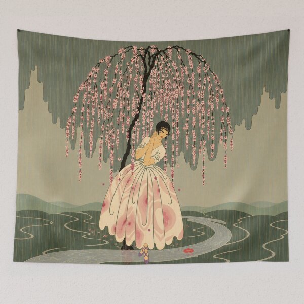 Item preview, Blossom Umbrella by Erte - Art Nouveau Cherry Blossom Illustration for Cottagecore Decor Lovers designed and sold by RickE.