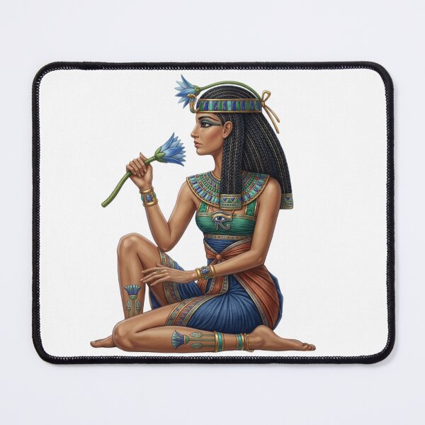 Item preview, Egyptian Queen with Blue Lotus Flower | Ancient Egypt Goddess Art designed and sold by Queen Cleopatra.