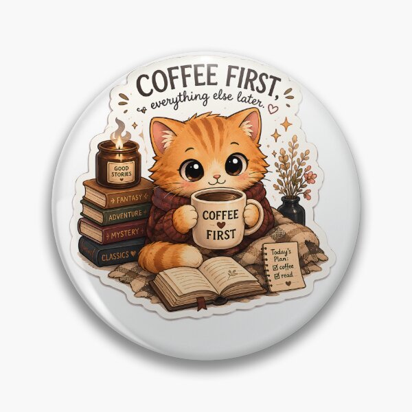Item preview, Coffee First Cute Orange Cat Reading Books Sticker designed and sold by Meritstore.