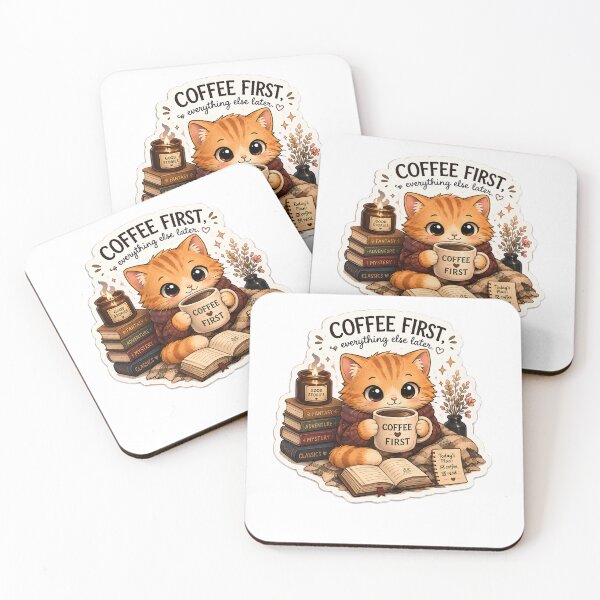 Item preview, Coffee First Cute Orange Cat Reading Books Sticker designed and sold by Meritstore.