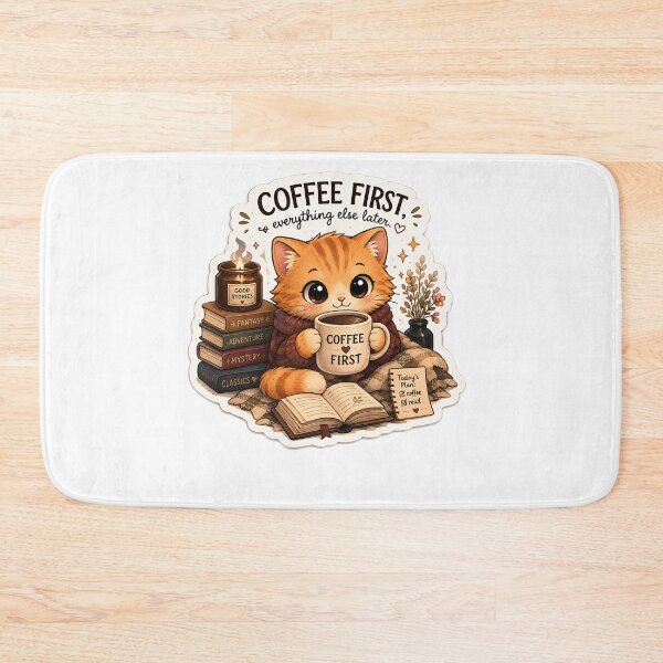 Item preview, Coffee First Cute Orange Cat Reading Books Sticker designed and sold by Meritstore.