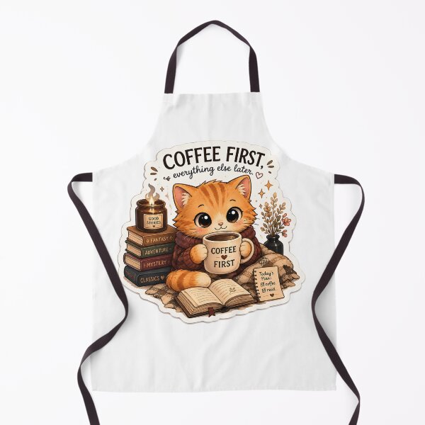 Item preview, Coffee First Cute Orange Cat Reading Books Sticker designed and sold by Meritstore.
