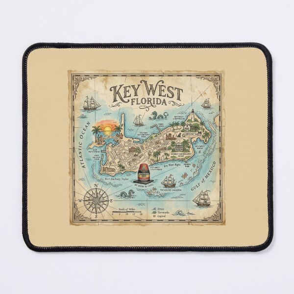 Item preview, Key West Map Vintage Nautical Treasure Art designed and sold by DuckOddity.