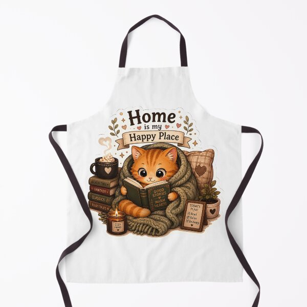 Item preview, Home Is My Happy Place | Cozy Reading Cat Sticker designed and sold by Meritstore.