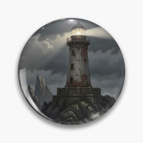 Item preview, Dramatic lighthouse in a storm with powerful waves and an intense beam of light against a dark sky designed and sold by FotoworldEdel.
